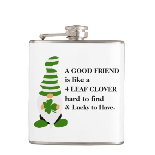 A Good Friend  Four Leaf Clover Flask
