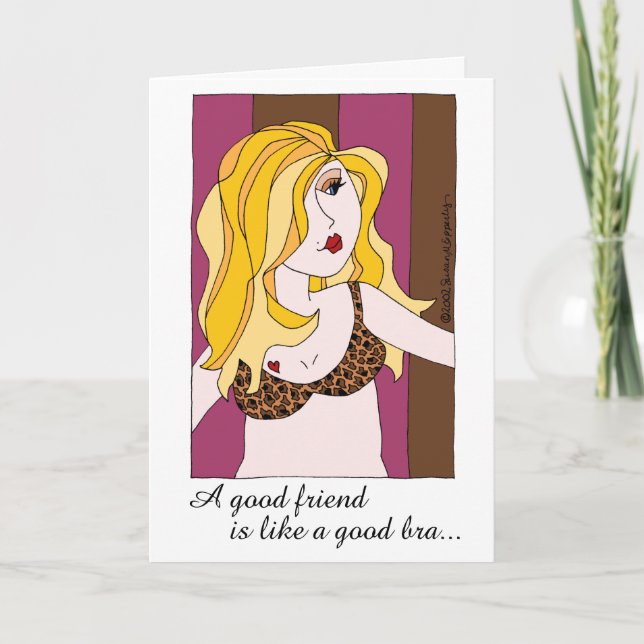 A Good Friend Is Like A Good Bra Girlfriend Humor Holiday Card (Front)