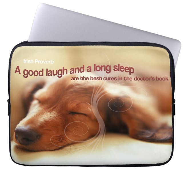 "A good laugh" Inspirational Quote Laptop Sleeve (Front)