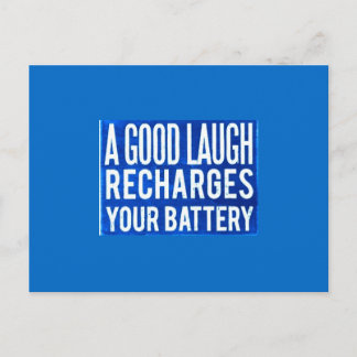 A GOOD LAUGH RECHARGES YOUR BATTERIES HAPPINESS AD POSTCARD