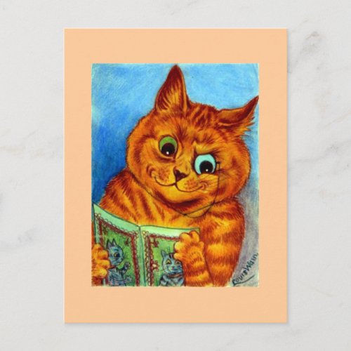 A Good Read illustrated by Louis Wain Postcard