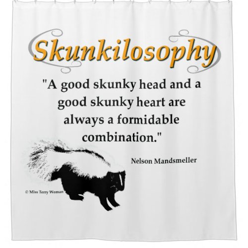 A good skunky head and a good skunky heart shower curtain