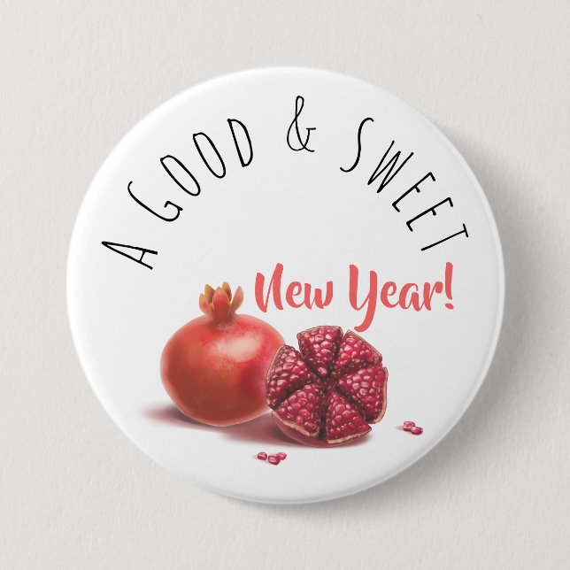 A Good & Sweet New Year! Holiday Pomegranates Butt Button (Front)