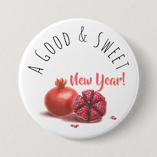A Good & Sweet New Year! Holiday Pomegranates Butt Button
