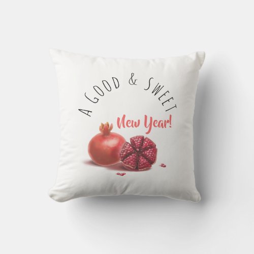 A Good  Sweet New Year Holiday Pomegranates Throw Pillow