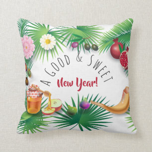 A Good & Sweet New Year! Holiday Rosh Hashanah Throw Pillow