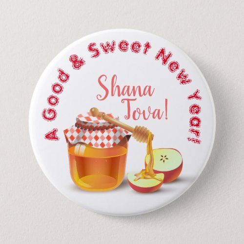 A Good  Sweet New Year Honey  Apple Shana Tova Button