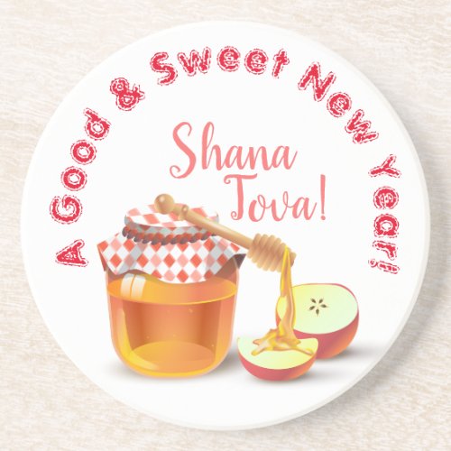 A Good  Sweet New Year Honey  Apple Shana Tova Coaster