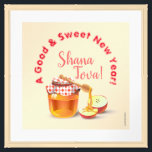 A Good & Sweet New Year! Honey & Apple Shana Tova Framed Art<br><div class="desc">"A Good & Sweet New Year!" Rosh Hashanah Jewish New Year Holiday Honey and Apple Watercolor Illustration. Shana Tova! ( l'shana tova umetukah ) Hebrew Wishes text. Calligraphy Vintage, Autumn Holiday Festival, Birthday, Sukkot. Judaica. Hand Drawn Watercolor. Wall Art & Décor > Posters & Prints. Design with custom text template....</div>