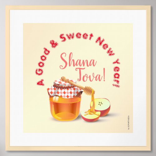 A Good  Sweet New Year Honey  Apple Shana Tova Framed Art