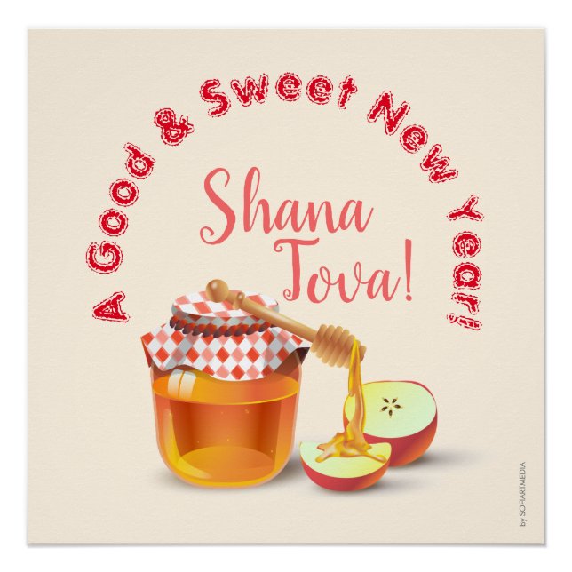 A Good & Sweet New Year! Honey & Apple Shana Tova Poster (Front)
