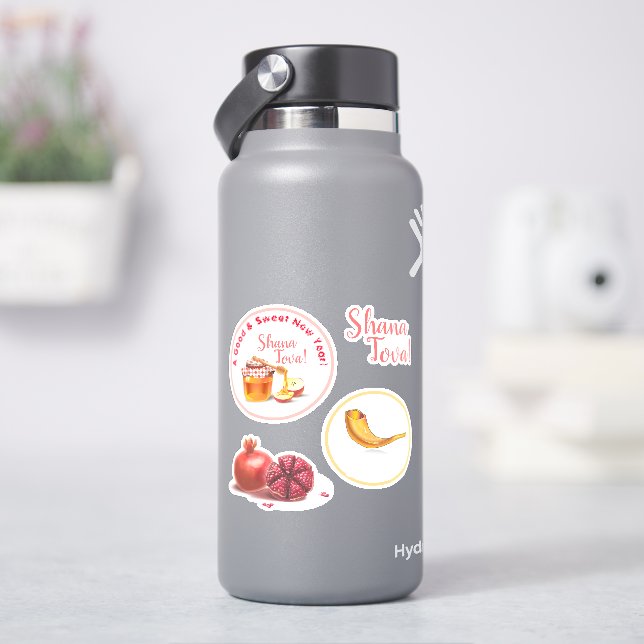 A Good & Sweet New Year! Honey & Apple Shana Tova Sticker (HydroFlask)