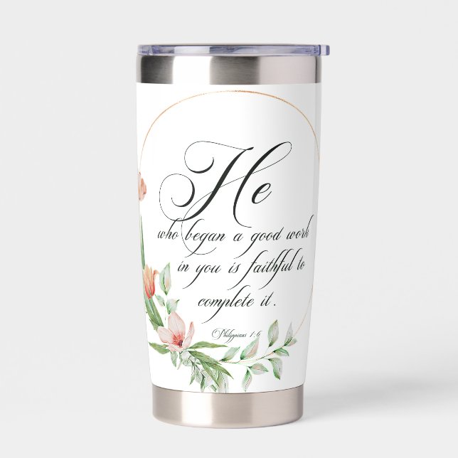 A good work, Pink tulips frame  Insulated Tumbler (Left)