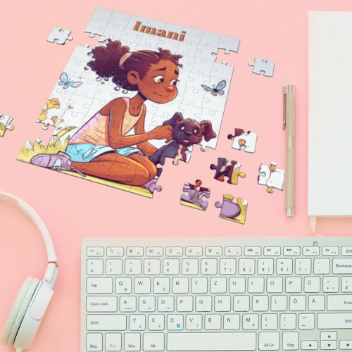 A Gorgeous Black Girl and Her Furry Puzzle