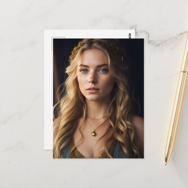 A Gorgeous Blond Woman Postcard (Front/Back In Situ)