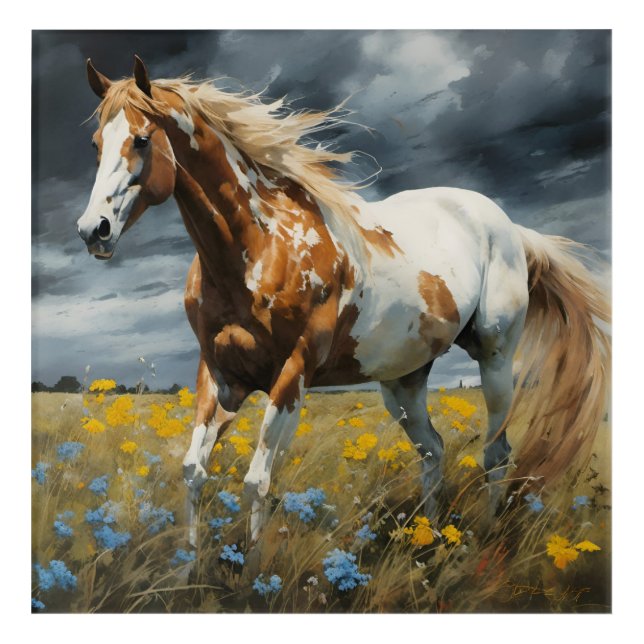 A Gorgeous Pinto Horse Acrylic Print (Front)