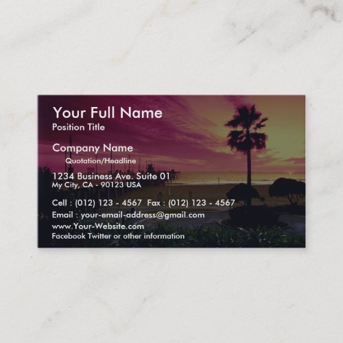 A gorgeous sunset at the pier, Huntington Beach, C Business Card Template