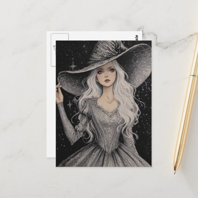 A gorgeous witch postcard (Front/Back In Situ)
