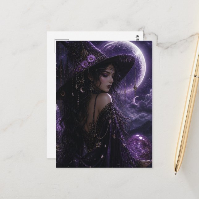 A Gorgeous Witch Postcard (Front/Back In Situ)