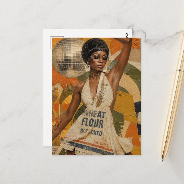 A Gorgeous Woman in a Flour Dress Disco Party Postcard (Front/Back In Situ)