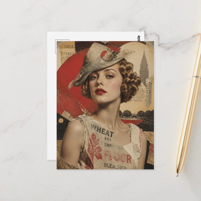 A Gorgeous Woman in a Flour Dress Postcard (Front/Back In Situ)