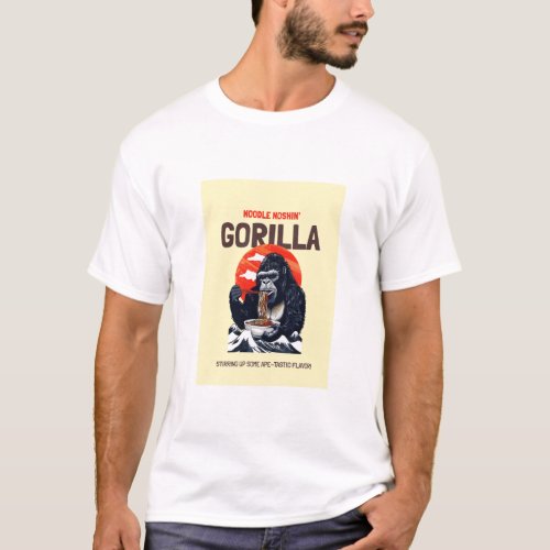 A gorilla eats spaghetti T_Shirt