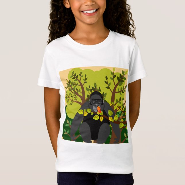 A gorilla mesmerized by a butterfly T-Shirt (Front)