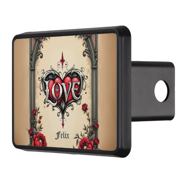 A gothic romance. An ornate, gothic-style  Hitch Cover (Left)