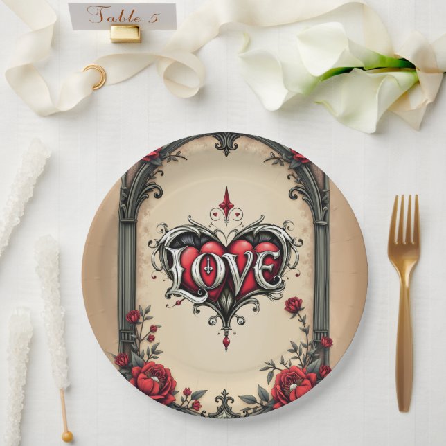 A gothic romance. An ornate, gothic-style Paper Plates (Wedding)