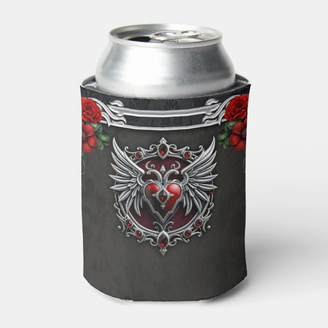 A Gothic symbiosis, elegant haert and skulls.  Can Cooler (Can Front)