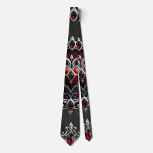 A Gothic symbiosis, elegant haert and skulls Neck Tie