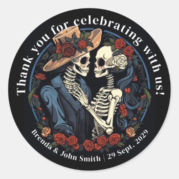 A Gothic Wedding Thank You Classic Round Sticker by thepapershoppe at Zazzle
