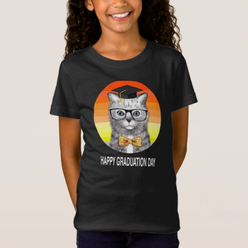  a graduation cap on happy graduation day with cat T_Shirt