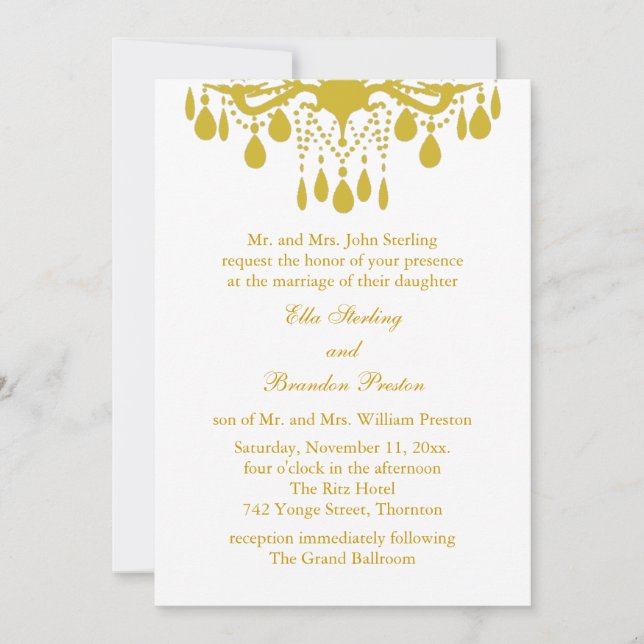 A Grand Ballroom Wedding Invitation (yellow) (Front)