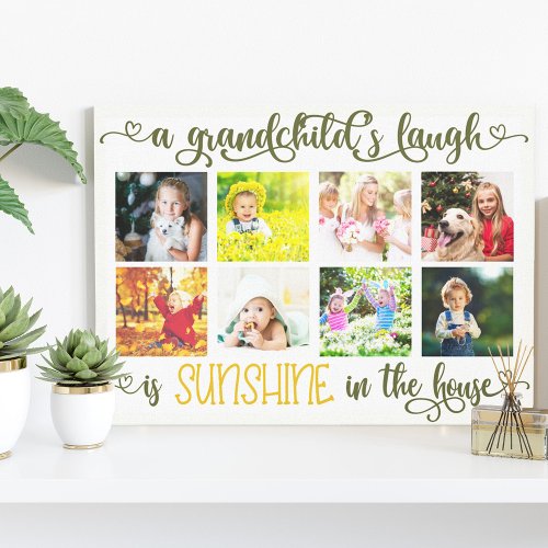 A Grandchilds Laugh 8 Photo Collage Hand Lettered Canvas Print