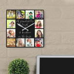 A Grandchild's Laugh Quote 12 Photo Black Square Wall Clock<br><div class="desc">Create your own unique photo clock for grandparents with 12 of your favorite photos. The grandkids quote is printed in elegant handwritten script typography and reads "a grandchild's laugh is sunshine in the house". The design has a modern black and white color palette - which you can edit via the...</div>