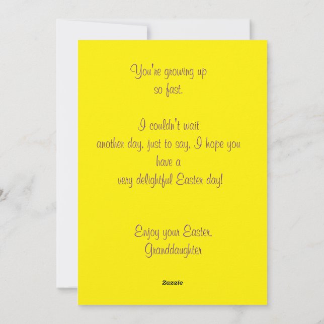 A GRANDDAUGHTER'S PERSONALIZED EASTER CARD  (Back)