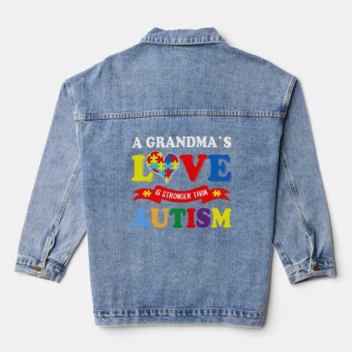 A Grandma s Love Is Strong Than Autism Awareness K Denim Jacket