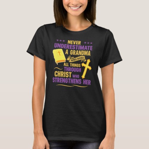 A Grandma who does all things love family  T_Shirt