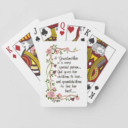 A Grandmother is a Very Special Person Poker Cards