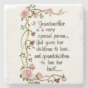 A Grandmother is Special Person Floral text Adult Stone Coaster