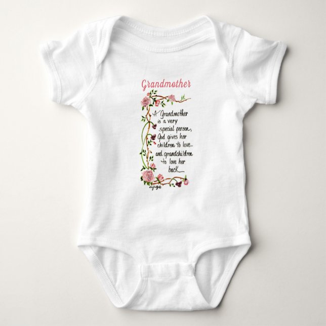 A Grandmother is Special Person Floral text  Baby Bodysuit (Front)