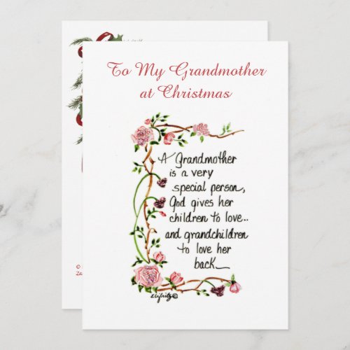 A Grandmother is Special Person Floral text Holiday Card