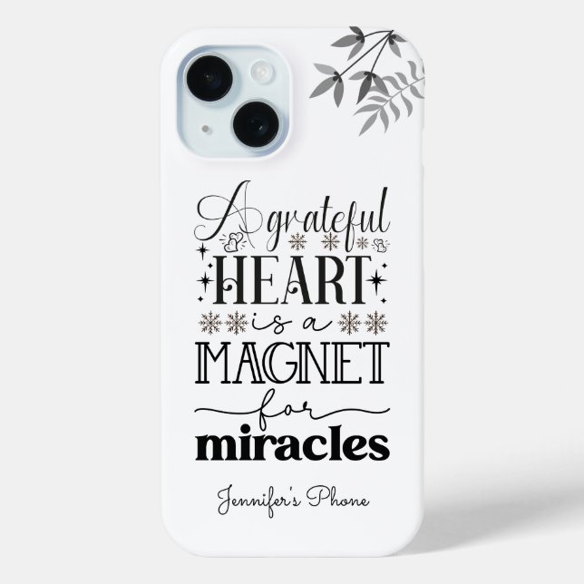 A grateful heart, Motivational Typography Case-Mate iPhone Case (Back)
