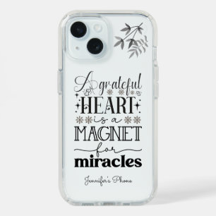 A grateful heart, Motivational Typography iPhone 15 Case