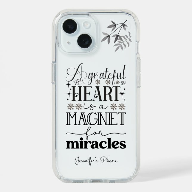 A grateful heart, Motivational Typography Speck iPhone Case (Front (Blue))