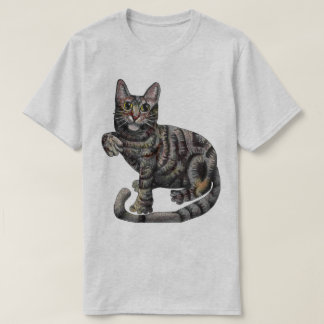 A Gray Cat, With "I love Cats!" T-Shirt