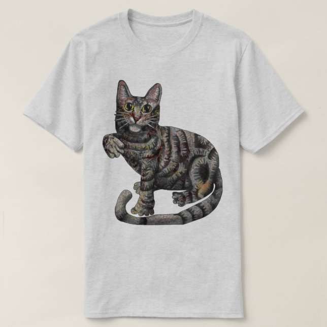 A Gray Cat, With "I love Cats!" T-Shirt (Design Front)