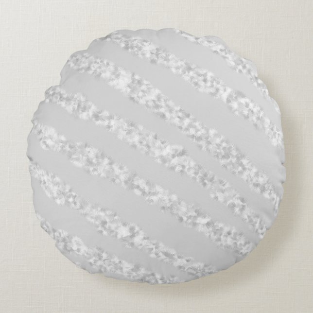 A Gray & White Dreamscape Round Pillow (Front)