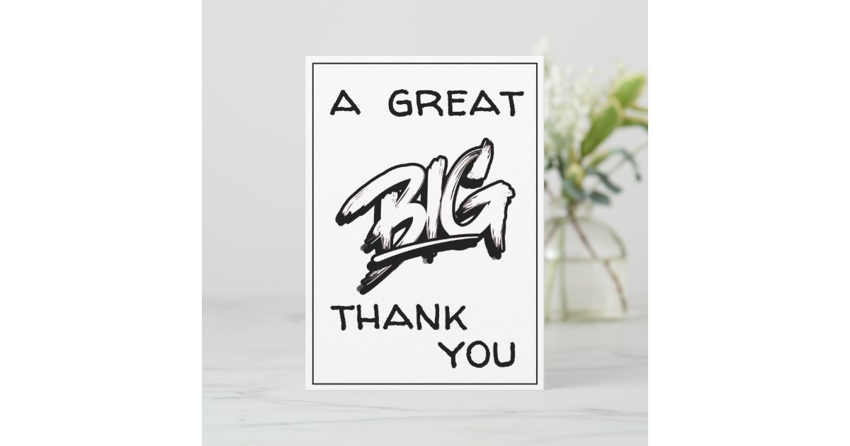 A Great Big Thank You Black Typography Doodles Card | Zazzle